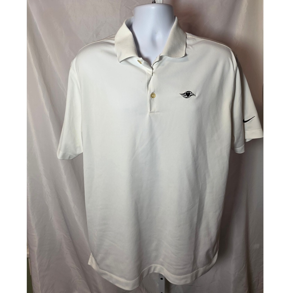Nike Golf Disney Cruise Line Dri-FIT Polo Shirt Mens Large White Short‎ Sleeve
